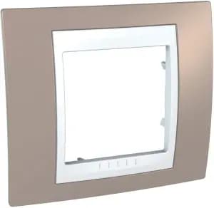 Рамки Unica Хамелеон, 1 пост - коричневая с белой вставкой