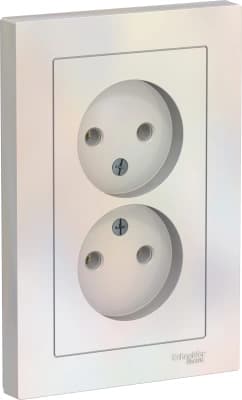 Розетка электрическая Schneider без заземления двойная (Жемчуг)