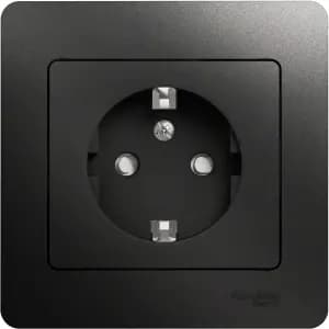 Розетка электрическая Schneider со шторками с рамкой (Антрацит)