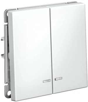 Двухклавишный выключатель с подсветкой (Белый)