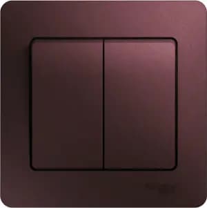 Двухклавишный выключатель в комплекте с рамкой (Баклажановый)