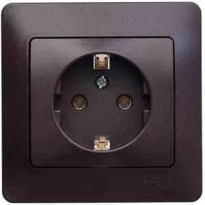 Розетка электрическая Schneider с рамкой (Шоколад)