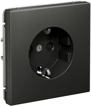 Розетка электрическая Schneider со шторками на автозажимах (Базальт)