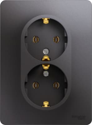 Розетка электрическая Schneider двойная (Графит)