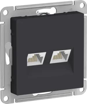 Розетка информационная RJ45 двойная категория 5e (Карбон)