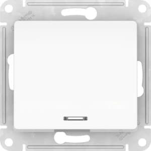 Одноклавишный выключатель с подсветкой на автозажимах (Белый)