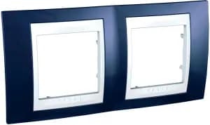 Рамки Unica Хамелеон, горизонтальная 2 поста - индиго с белой вставкой