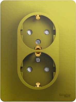 Розетка электрическая Schneider со шторками двойная (Фисташковый)