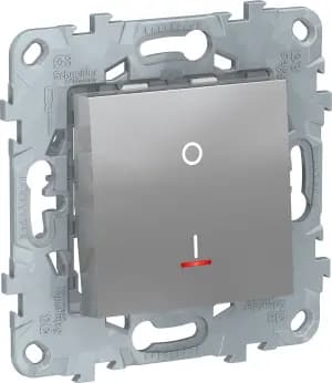 Двухполюсный выключатель с индикацией 16A (Алюминий)