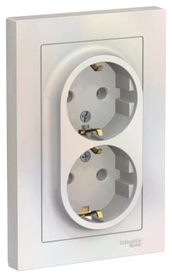 Розетка электрическая Schneider двойная (Жемчуг)