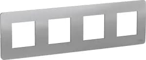Рамка Schneider Studio, 4 поста (алюминий)