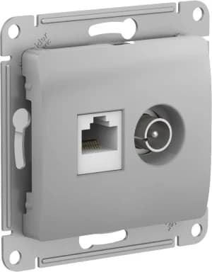 Розетка двойная Schneider Glossa RJ45+TV (Алюминий) кат. 5е
