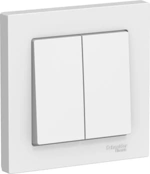 Двухклавишный выключатель в комплекте с рамкой (Лотос)