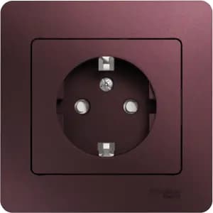 Розетка электрическая Schneider со шторками с рамкой (Баклажановый)