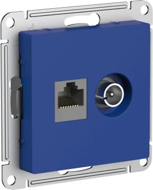 Розетка двойная Schneider AtlasDesign RJ45+TV (Аквамарин) кат. 5е