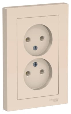 Розетка электрическая Schneider без заземления двойная (Бежевый)