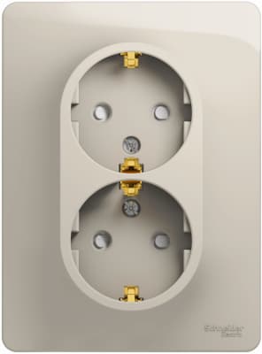 Розетка электрическая Schneider со шторками двойная (Молочный)