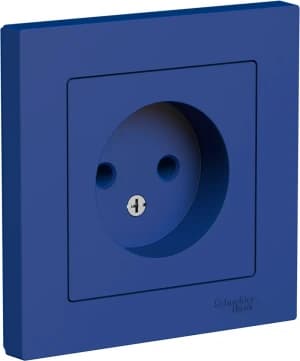 Розетка электрическая Schneider без заземления с рамкой (Аквамарин)