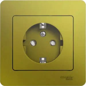 Розетка электрическая Schneider со шторками с рамкой (Фисташковый)