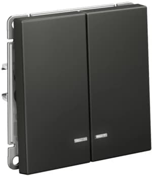 Двухклавишный выключатель с подсветкой на автозажимах (Базальт)