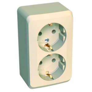 Розетка электрическая двойная с заземлением Schneider Этюд (кремовый)