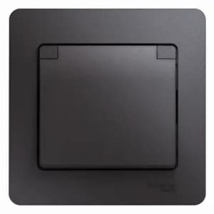 Розетка электрическая Schneider со шторками с откидной крышкой (Графит)