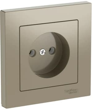 Розетка электрическая Schneider на автозажимах без заземления с рамкой (Шампань)