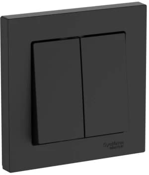 ATLASDESIGN 2-клавишный ВЫКЛЮЧАТЕЛЬ, сх.5, 10АХ, в сборе, быстрозажим. клем., КАРБОН