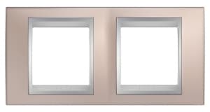 Рамка Unica Топ, горизонтальная 2 поста - оникс с алюминиевой вставкой