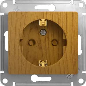 Розетка электрическая Schneider со шторками (Дерево дуб)