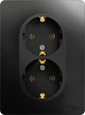 Розетка электрическая Schneider двойная (Антрацит)