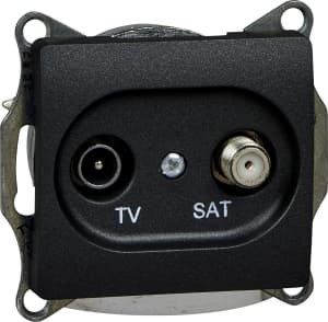 Розетка TV/SAT проходная Glossa (антрацит)
