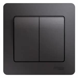 Двухклавишный выключатель в комплекте с рамкой (Графит)