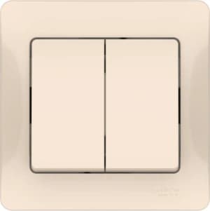 Двухклавишный выключатель на автозажимах (Бежевый)