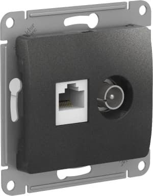 Розетка двойная Schneider Glossa RJ45+TV (Антрацит) кат. 5е