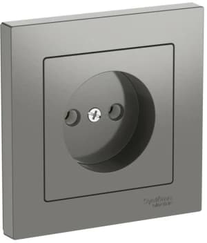 Розетка электрическая Schneider на автозажимах без заземления с рамкой (Сталь)