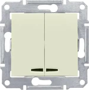 Двухклавишный выключатель с подсветкой (Бежевый)