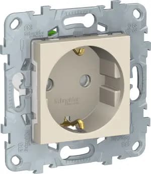 Розетка электрическая Schneider со шторками (Бежевый)