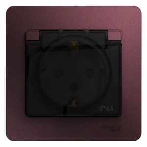 Влагозащищенная розетка электрическая IP44 Schneider со шторками с откидной крышкой (Баклажановый)