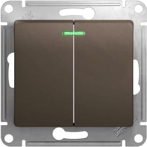 Двухклавишный выключатель с подсветкой (Шоколад)
