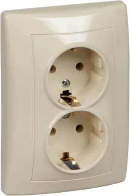 Розетка электрическая Schneider с рамкой двойная (Бежевый)