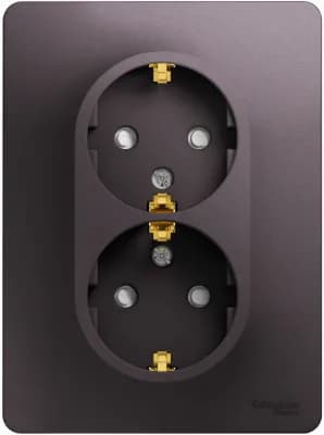 Розетка электрическая Schneider со шторками двойная (Сиреневый туман)