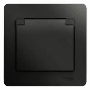 Розетка электрическая Schneider со шторками с откидной крышкой (Антрацит)