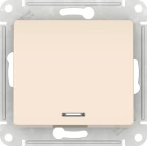Одноклавишный выключатель с подсветкой на автозажимах (Бежевый)