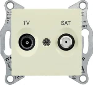 Розетка телевизионная/спутник Sedna проходная, 4 dB (бежевый)