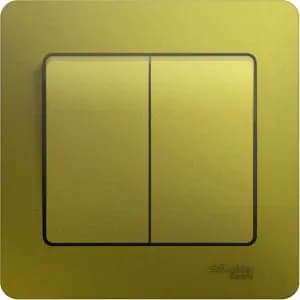 Двухклавишный выключатель в комплекте с рамкой (Фисташковый)