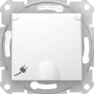 Влагозащищенная розетка электрическая IP44 Schneider со шторками с откидной крышкой (Белый)