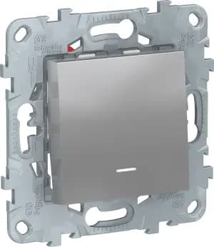 Одноклавишный перекрёстный переключатель с подсветкой (Алюминий)