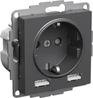 Розетка электрическая Schneider с зарядным устройством USB-A (Базальт)