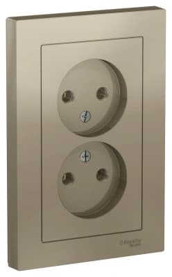 Розетка электрическая Schneider без заземления двойная (Шампань)